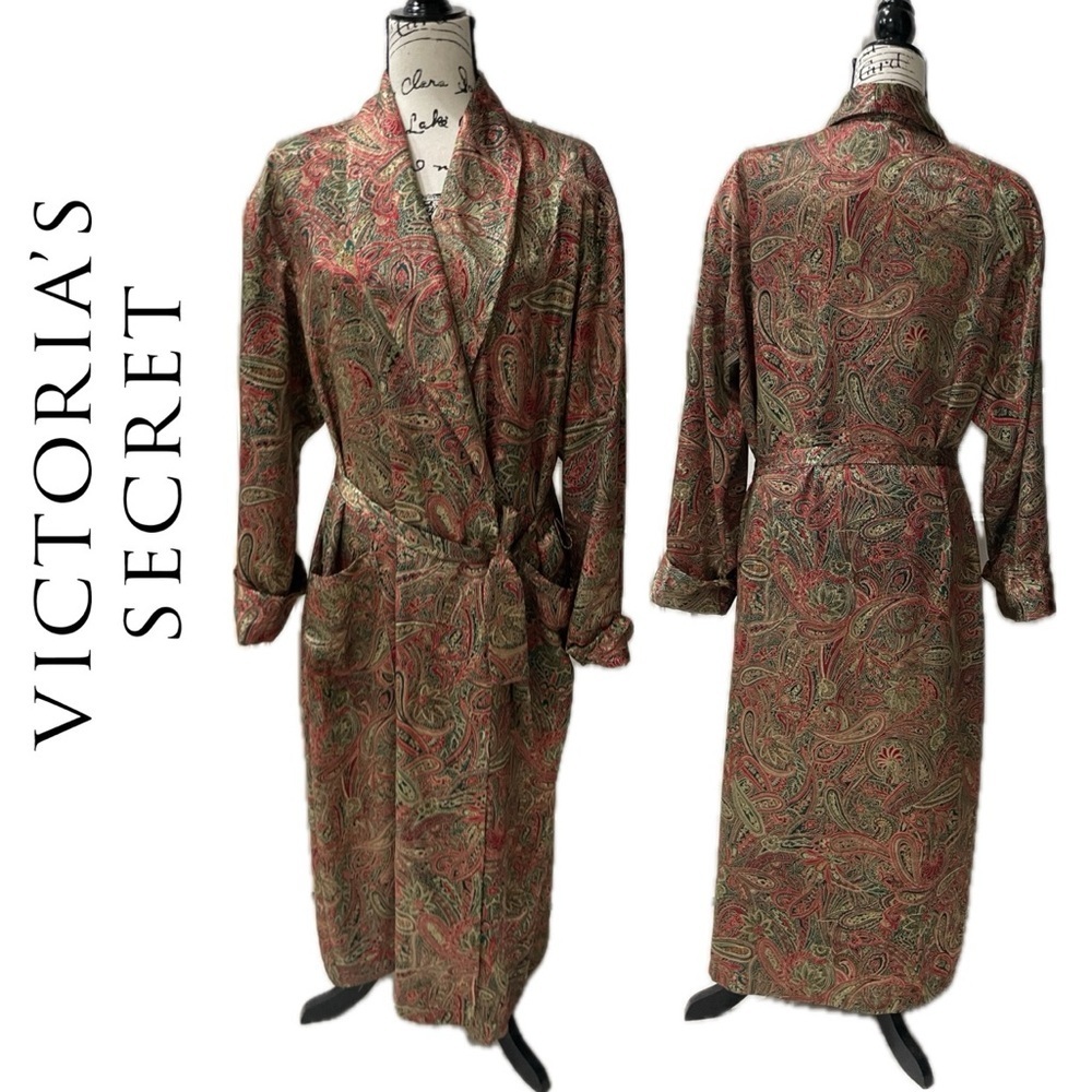 VTG 90’s Victoria's Secret Robe‎  Paisley Sz M/L Red/Green Sophisticated Iconic